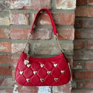 Juicy Couture Red Heart-Studded Shoulder Bag